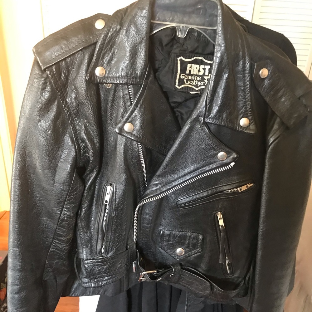 Leather biker jacket